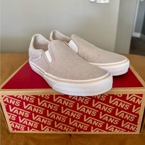 Asher Deluxe Vans Slip-On Canvas Sneakers 
Summer Canvas Taupe